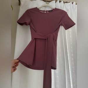 Mauve Purple Tie Blouse